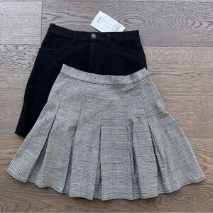 Brady Melville Plaid Black/Gray and John Galt Navy Blue Women's Skirt